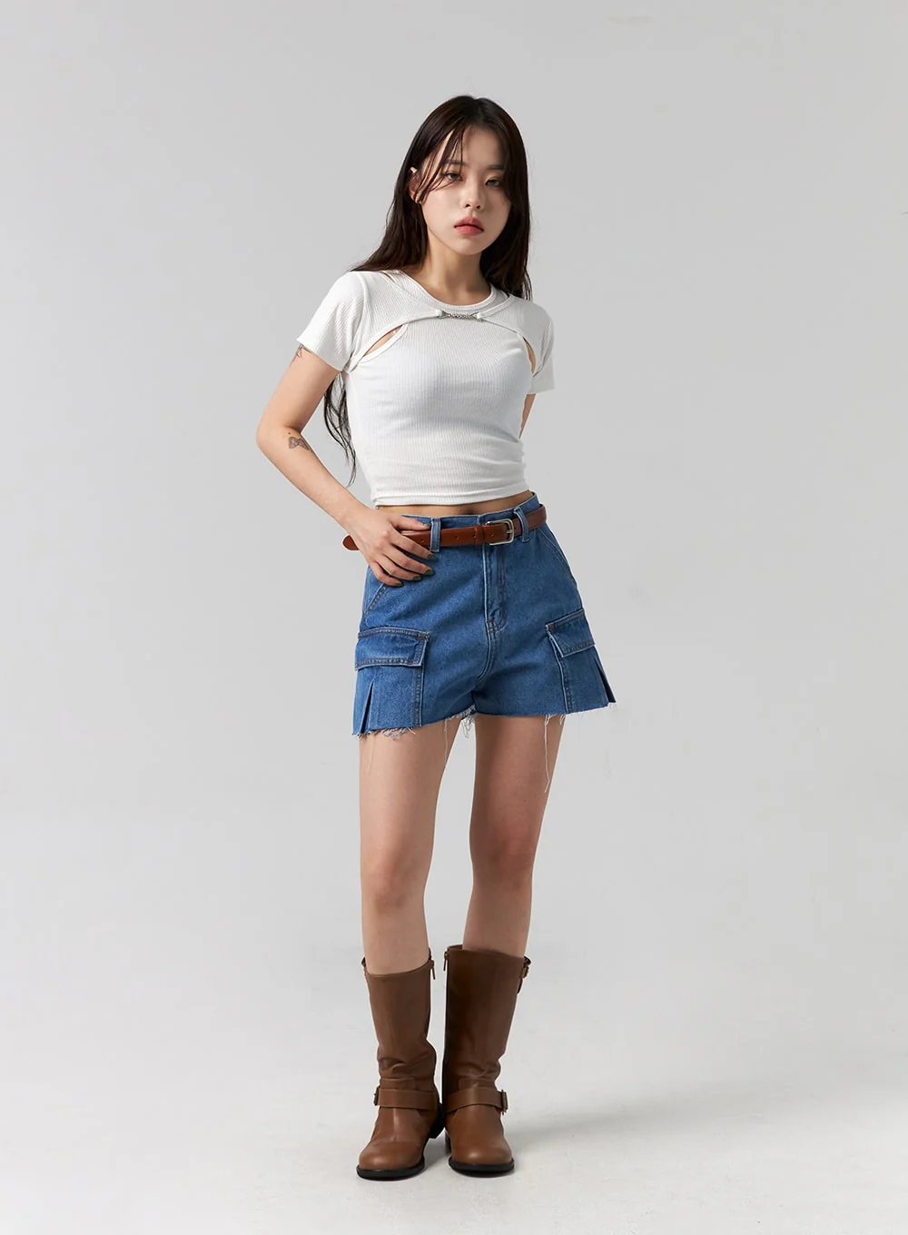 Cut Out Denim Shorts CG316 - Image 8