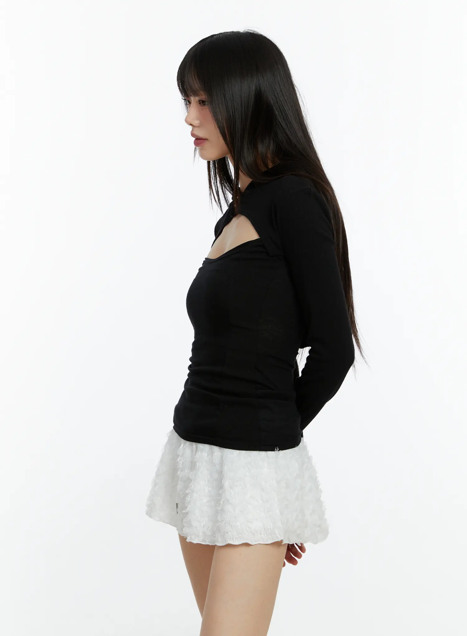 Cut-Out Hooded Long Sleeve Tee CF510 - Image 6