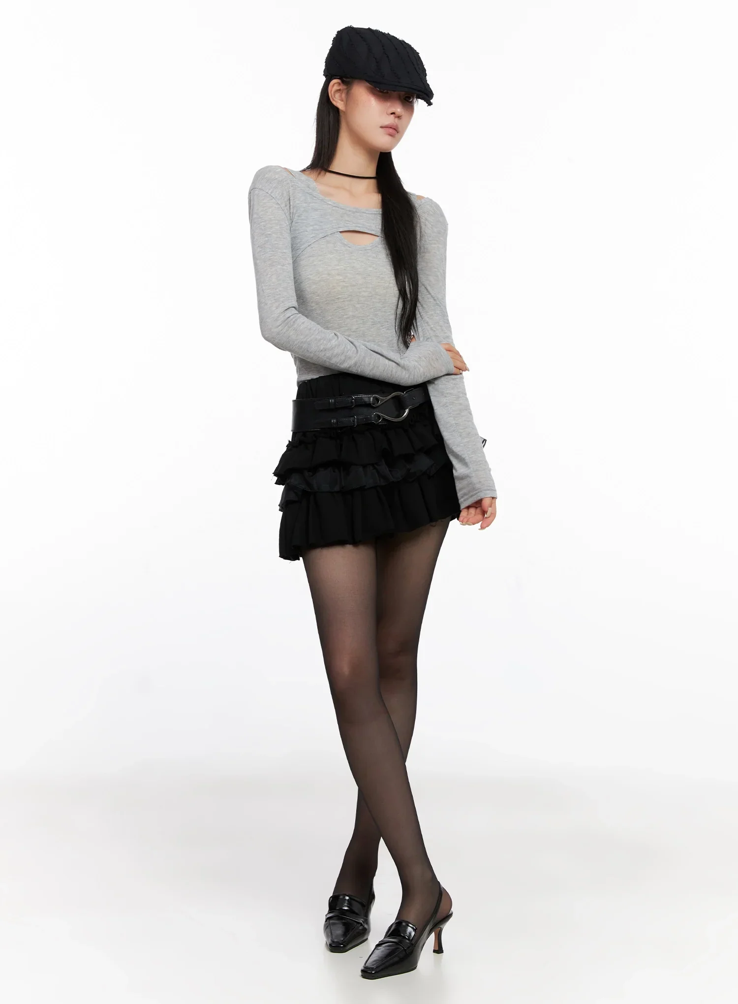 Cut Out Long Sleeve Top IS508 - Image 2