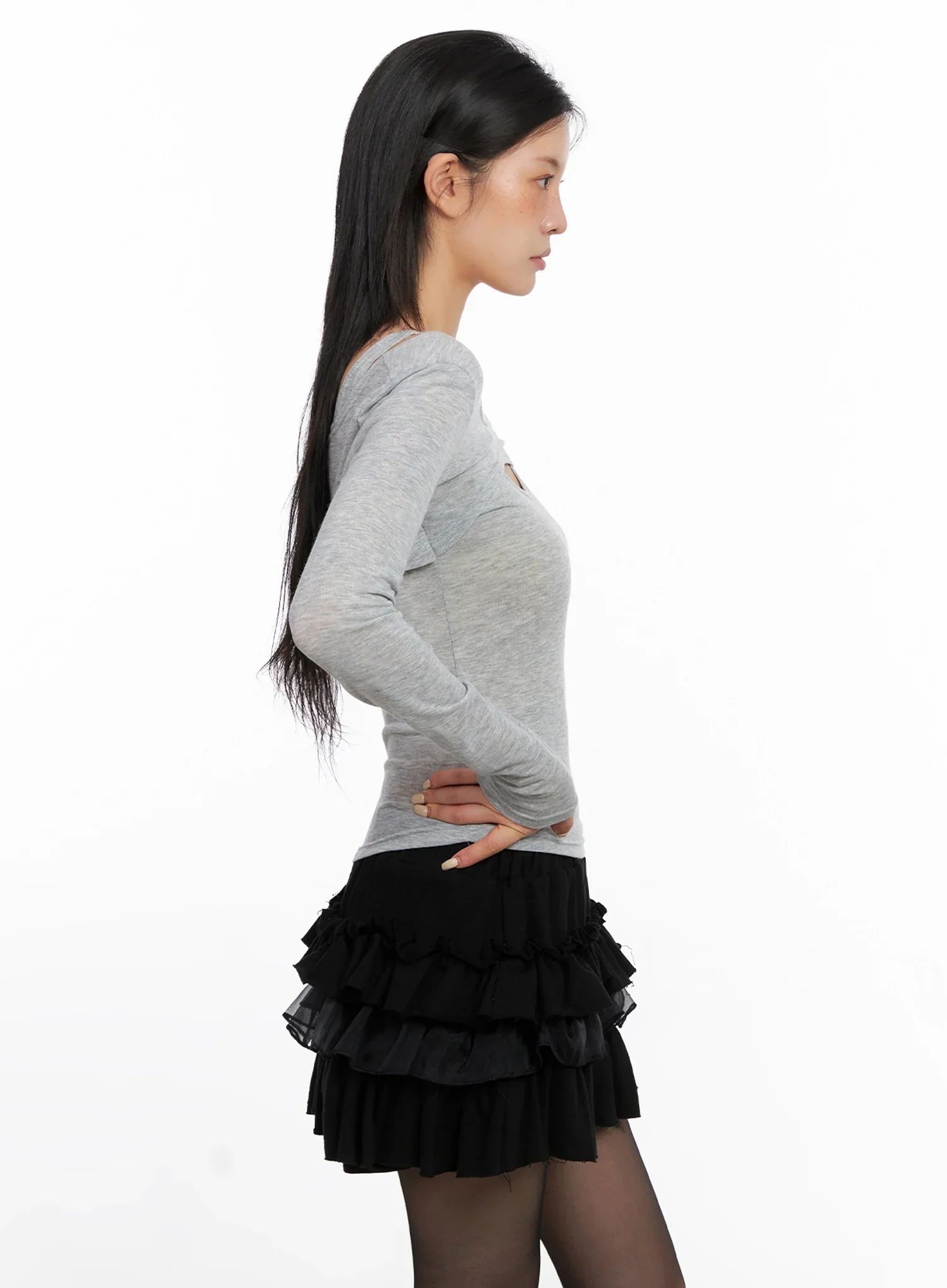 Cut Out Long Sleeve Top IS508 - Image 5