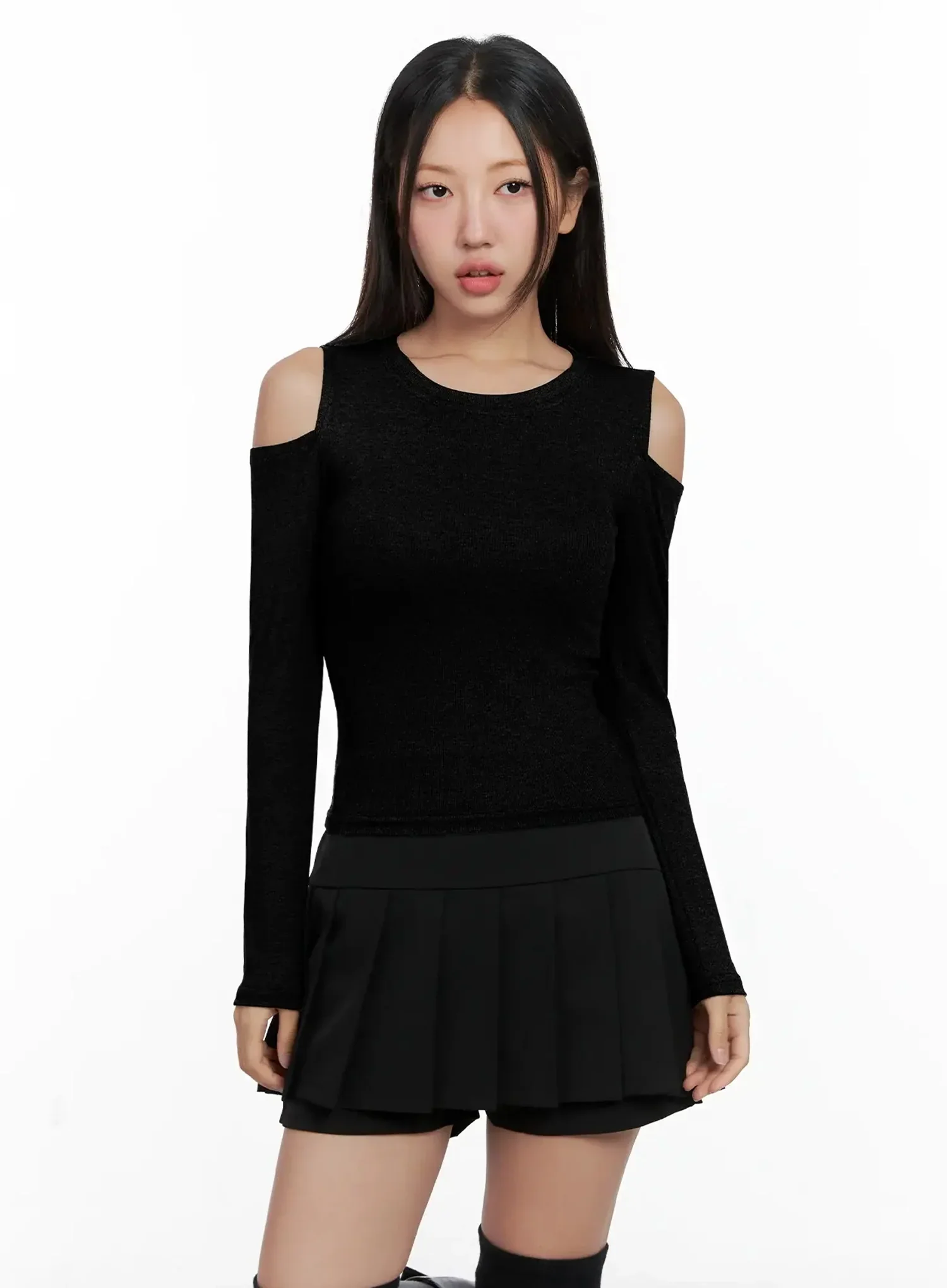 Cut-Out Ribbed Off-Shoulder Top IG527 - Image 12