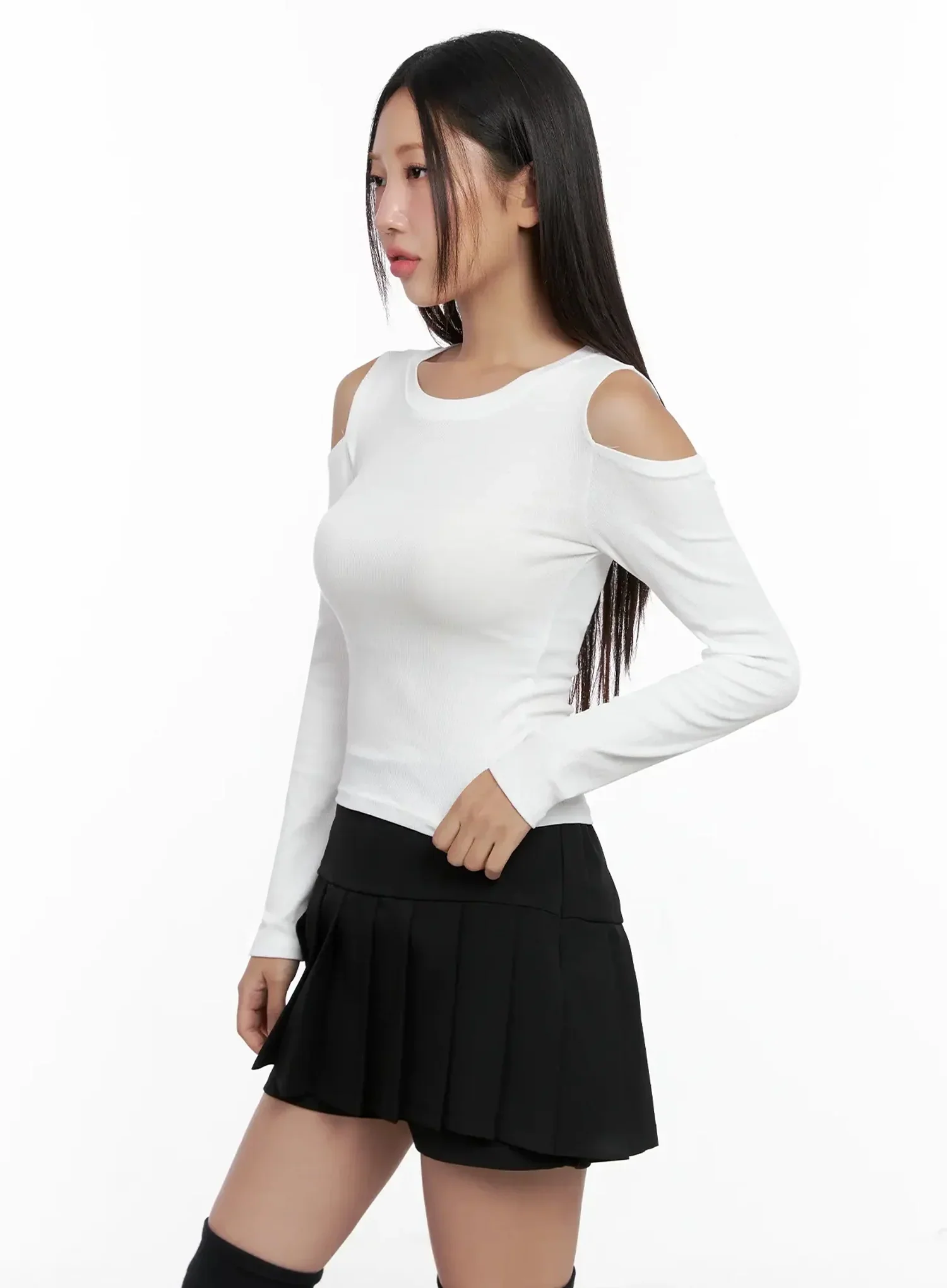 Cut-Out Ribbed Off-Shoulder Top IG527 - Image 6