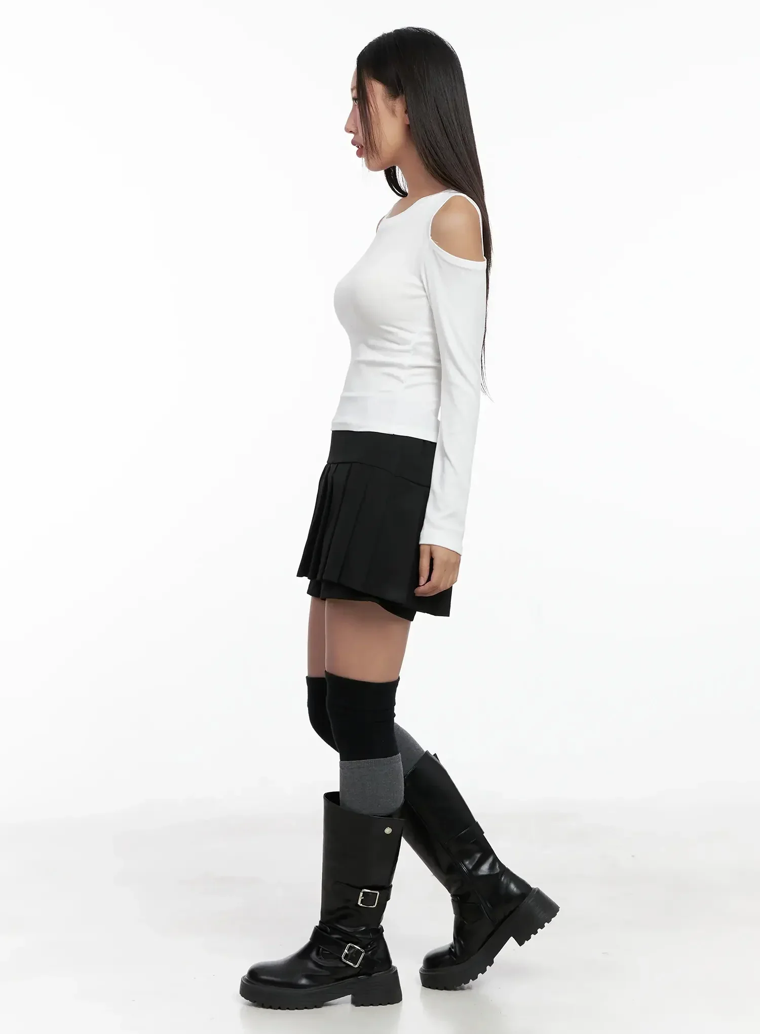 Cut-Out Ribbed Off-Shoulder Top IG527 - Image 8