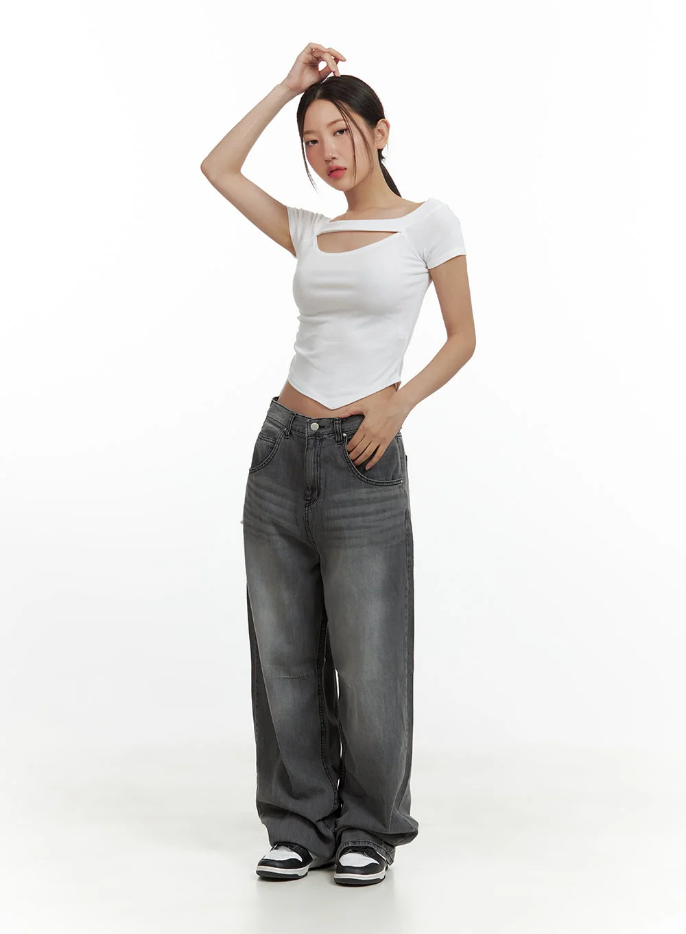 Cut Out Shirred Crop Tee CU420 - Image 2