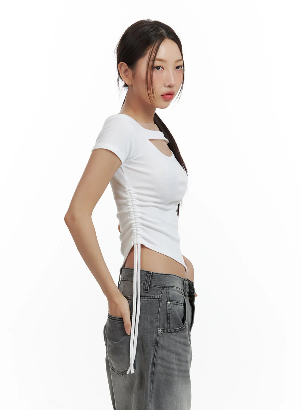 Cut Out Shirred Crop Tee CU420 - Image 5