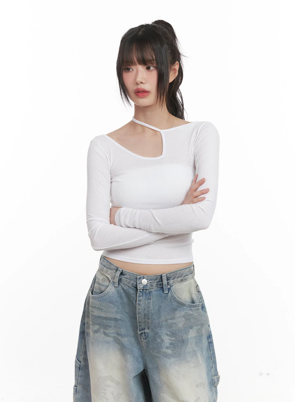 Cut-Out Slim-Fit Long Sleeve Top CJ528 - Image 8