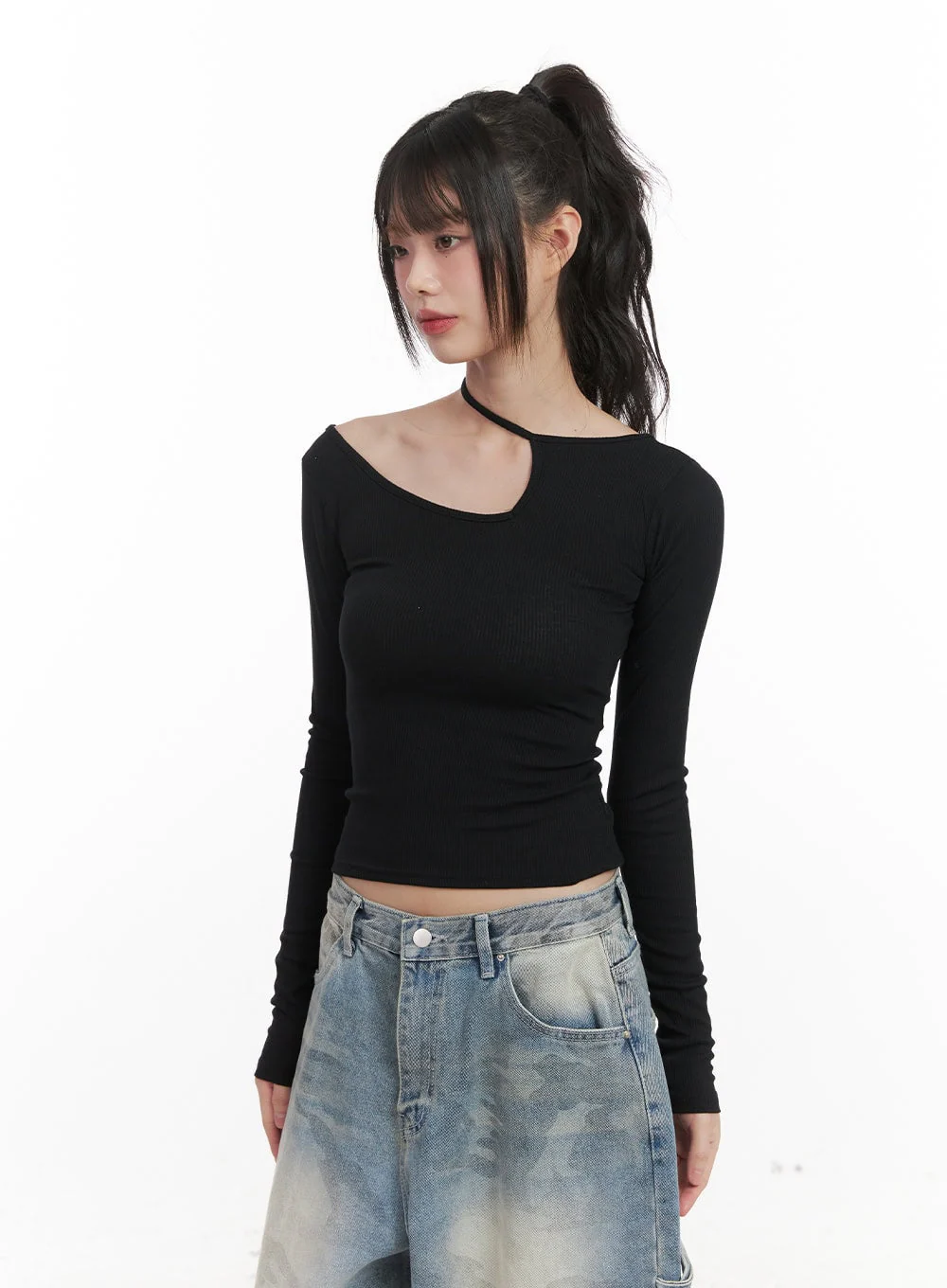 Cut-Out Slim-Fit Long Sleeve Top CJ528 - Image 9