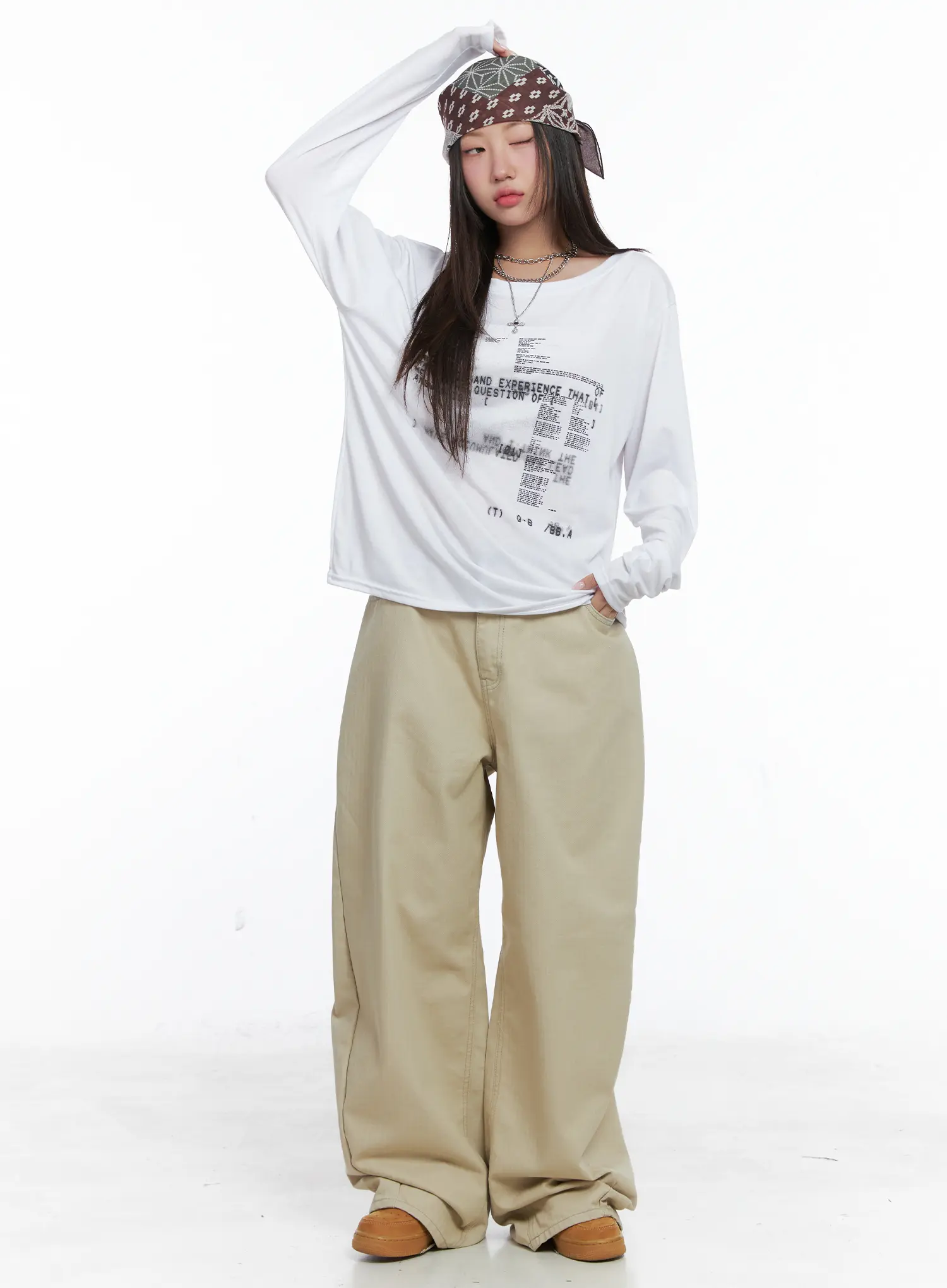Cyber Graphic White Long Sleeve Tee CS503 - Image 2