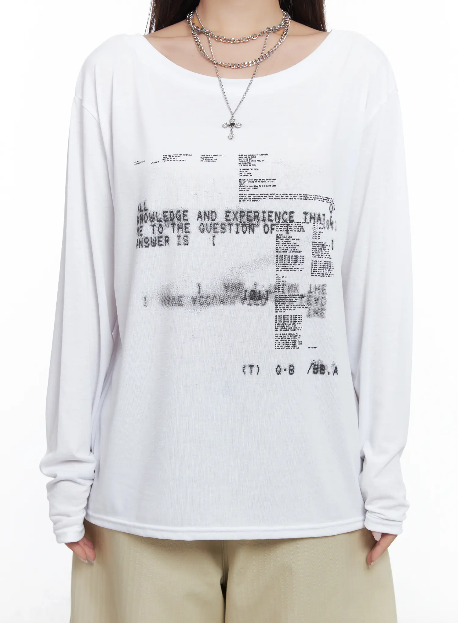 Cyber Graphic White Long Sleeve Tee CS503 - Image 3