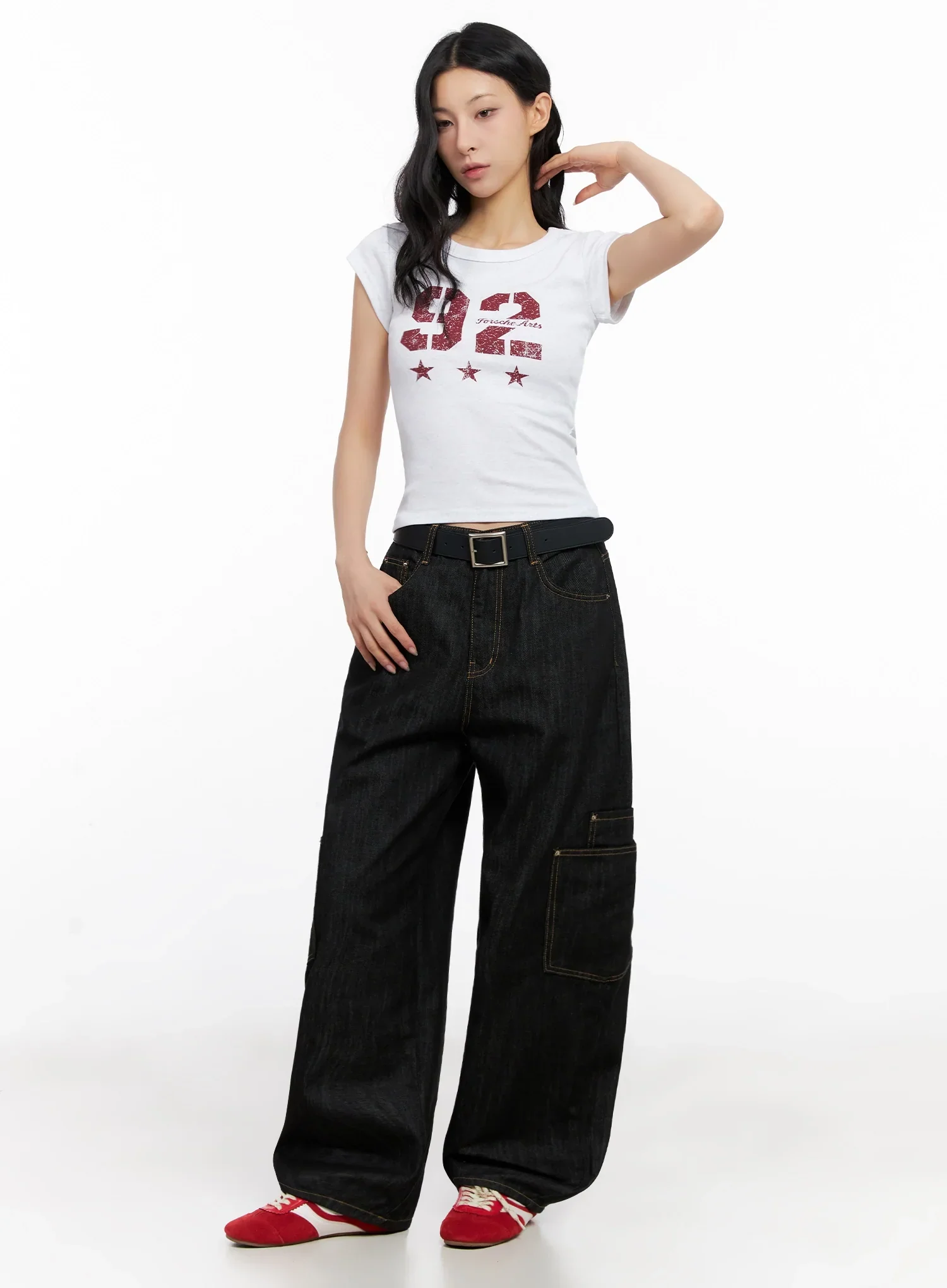 Dahee Wide-Leg Cargo Jeans IG508 - Image 10