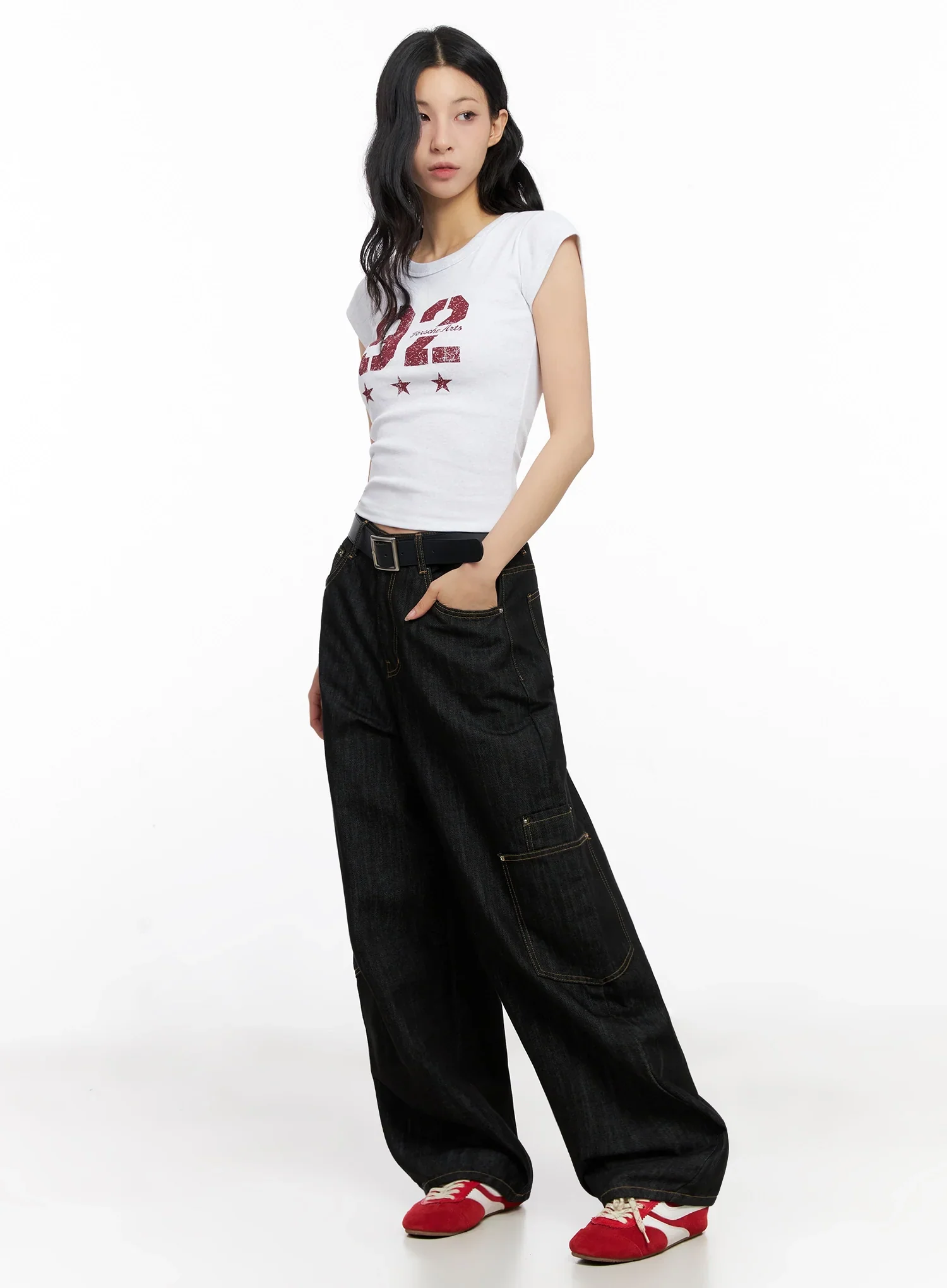 Dahee Wide-Leg Cargo Jeans IG508 - Image 14