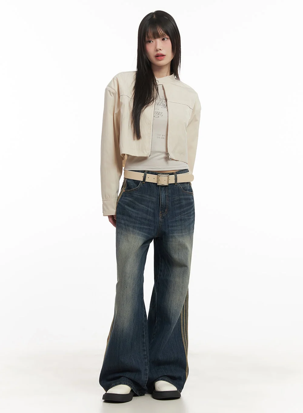 Daisee Striped Wide-Leg Jeans CF518 - Image 8