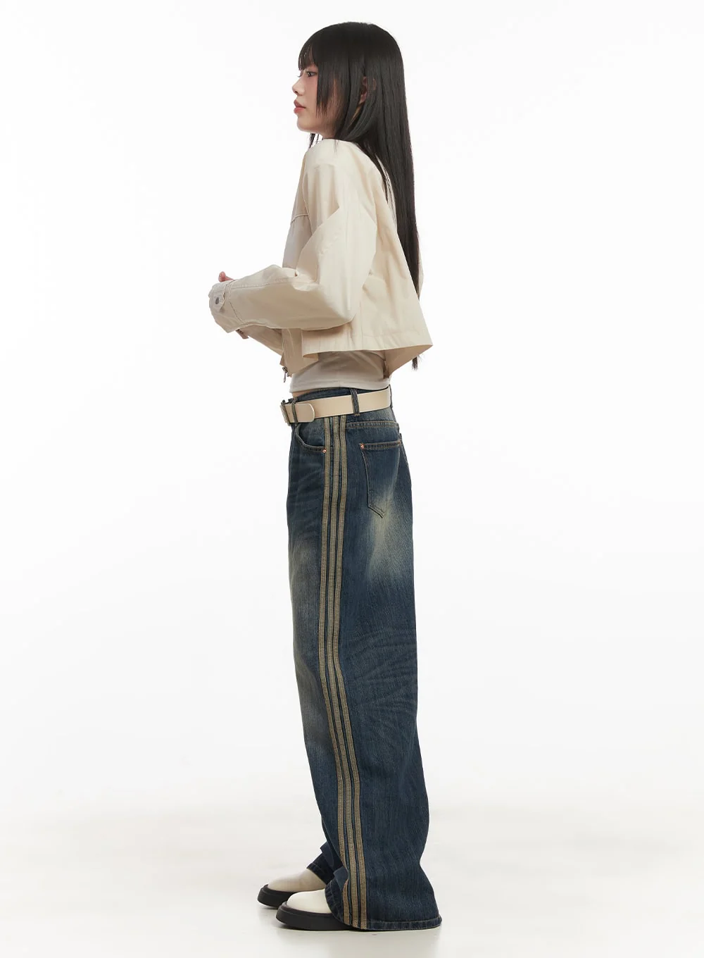 Daisee Striped Wide-Leg Jeans CF518 - Image 9