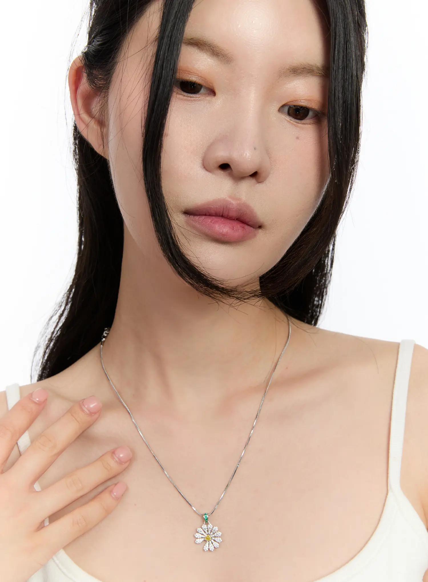 Daisy Cubic Pendant Necklace CA508 - Image 2