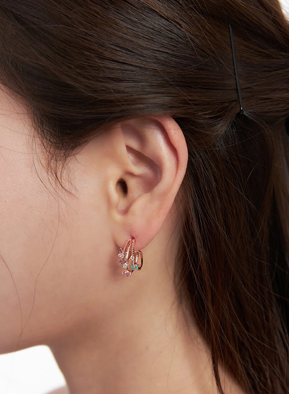 Daisy Triple Flower Stem Earrings IM528 - Image 2
