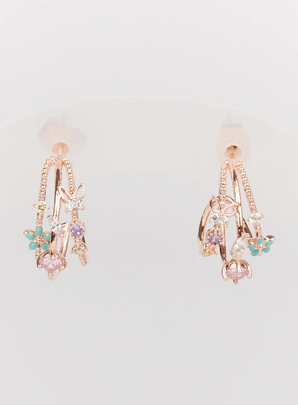 Daisy Triple Flower Stem Earrings IM528 - Image 3