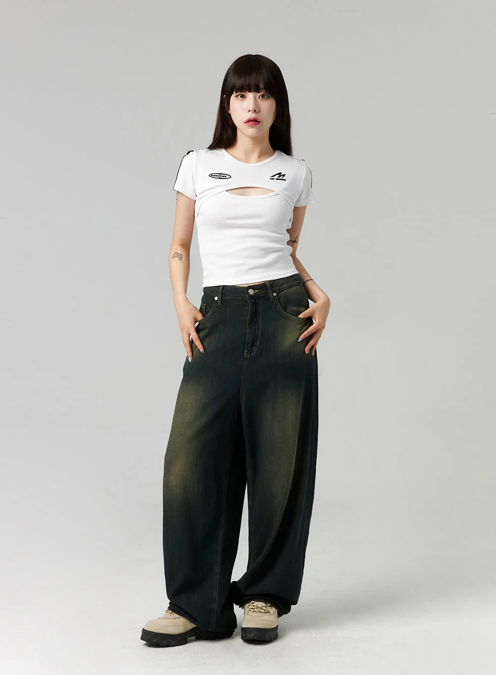 Dark Wash Baggy Jeans CL324 - Image 13