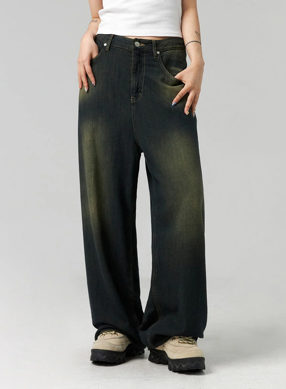 Dark Wash Baggy Jeans CL324 - Image 2
