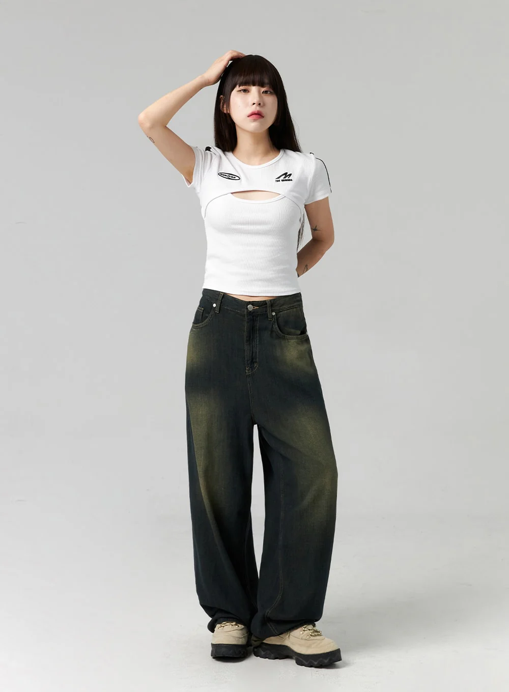 Dark Wash Baggy Jeans CL324 - Image 7