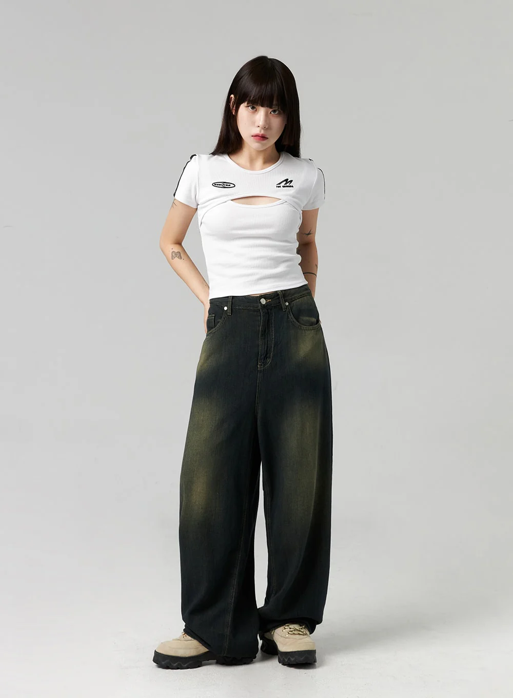 Dark Wash Baggy Jeans CL324 - Image 8