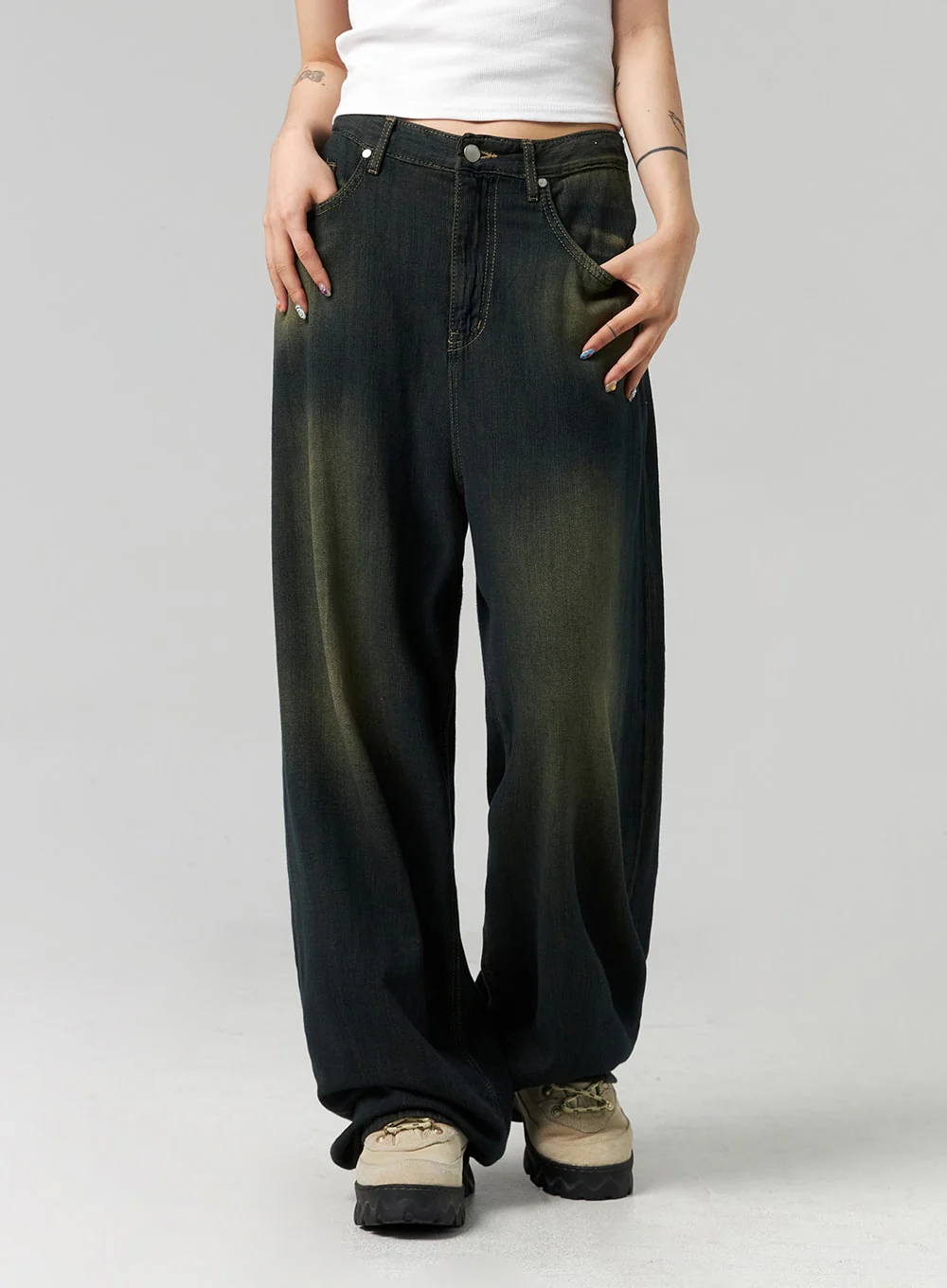 Dark Wash Baggy Jeans CL324 - Image 9