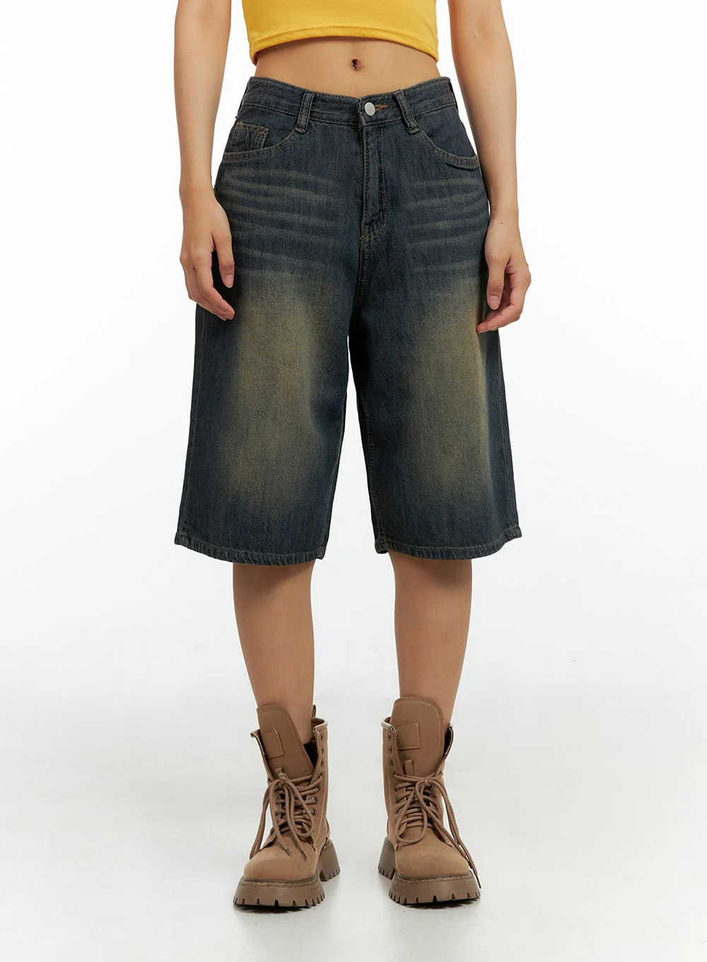 Dark Washed Wide Leg Jorts IL419 - Image 2