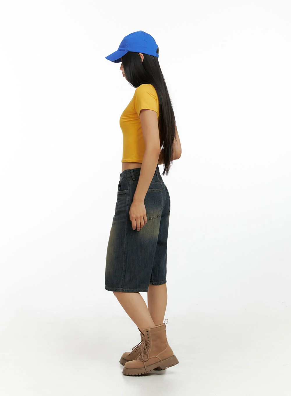 Dark Washed Wide Leg Jorts IL419 - Image 3