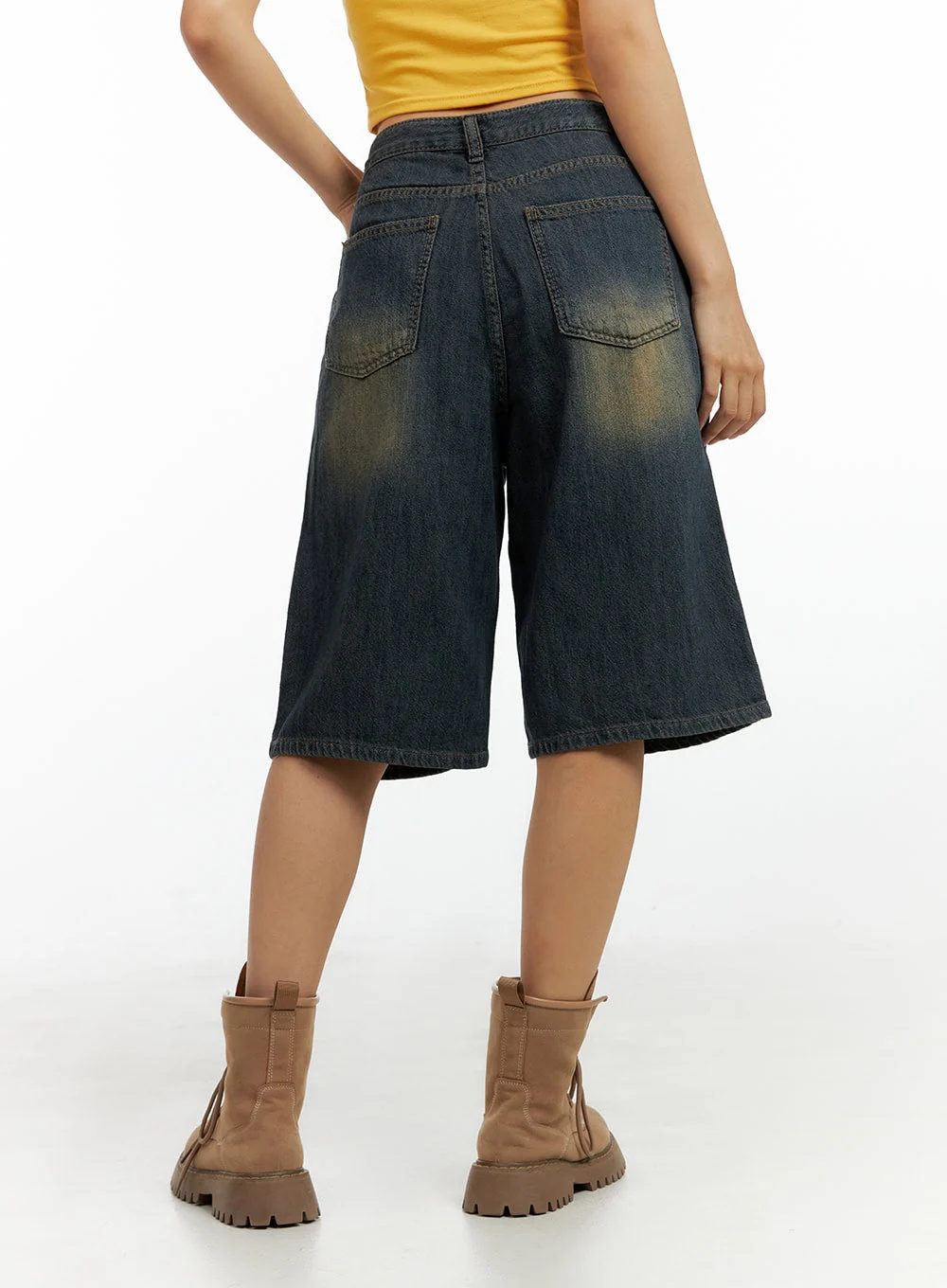 Dark Washed Wide Leg Jorts IL419 - Image 5