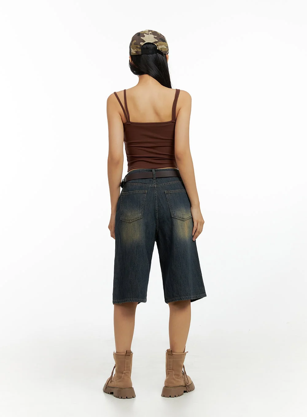 Dark Washed Wide Leg Jorts IL419 - Image 7