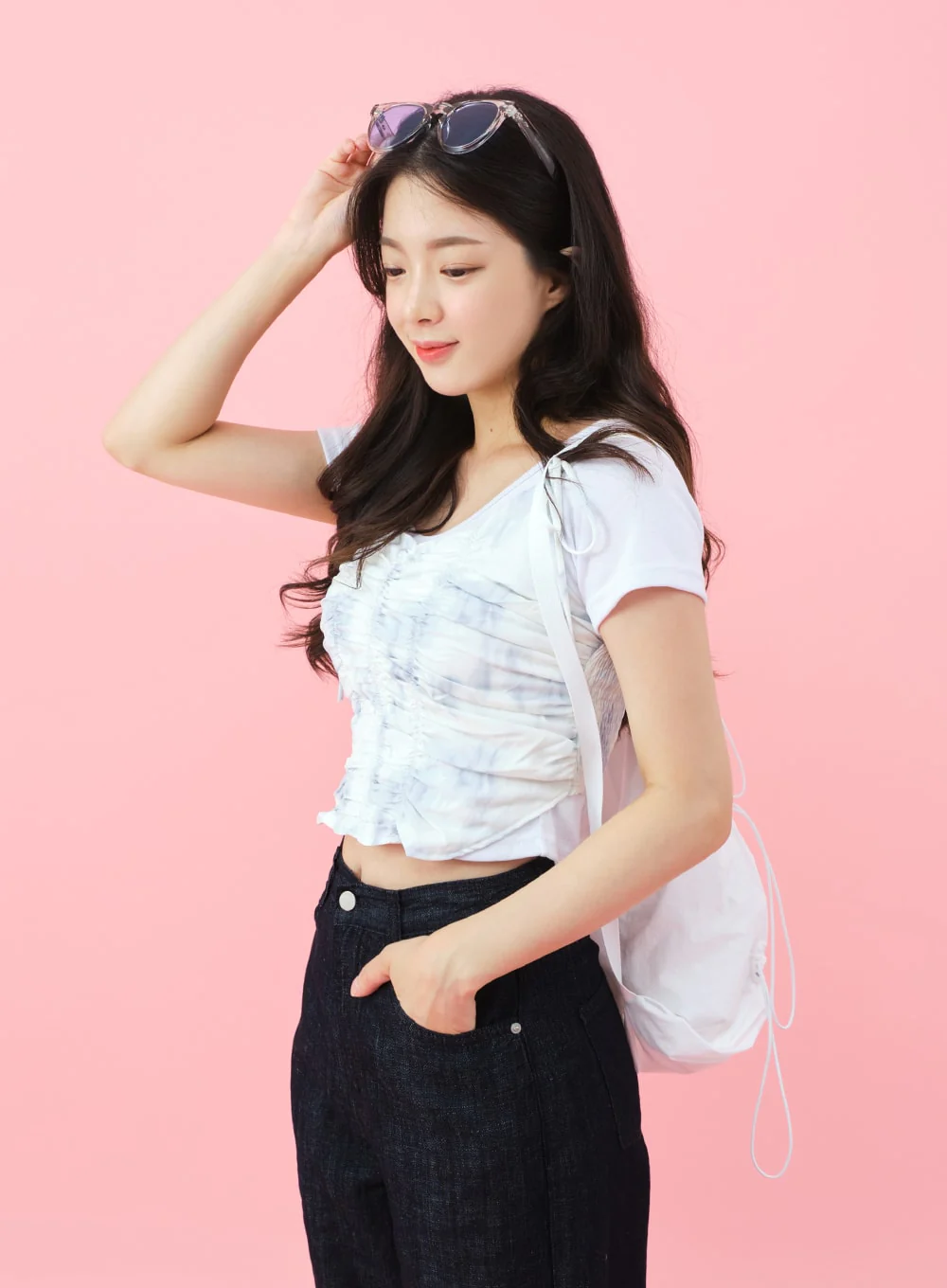 Deep Round Neck Basic Crop T-Shirt BU5 - Image 7