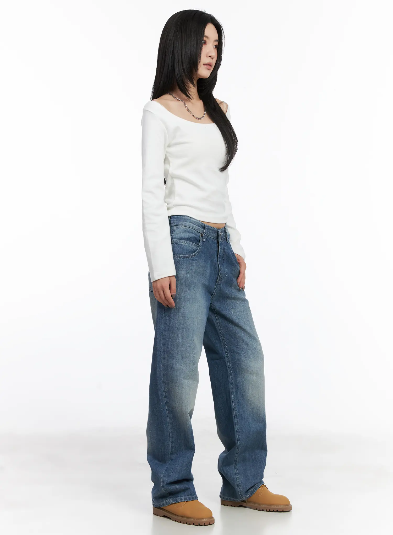 Deep U-Neck Fleece Long-Sleeve Tee CD505 - Image 5