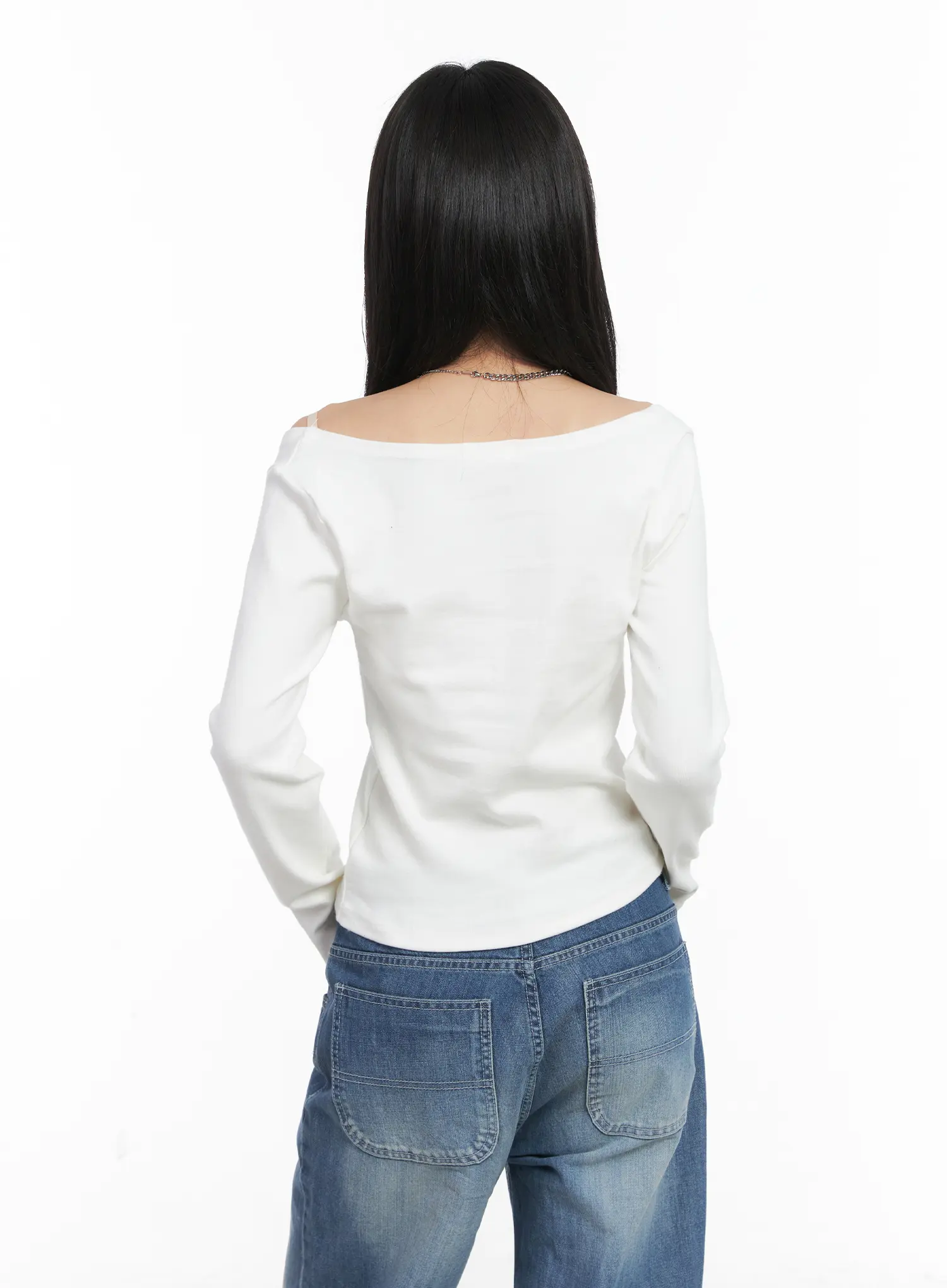 Deep U-Neck Fleece Long-Sleeve Tee CD505 - Image 6