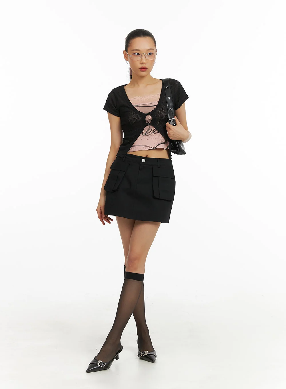 Deep U-Neck Short Sleeve Cardigan IA417 - Image 7