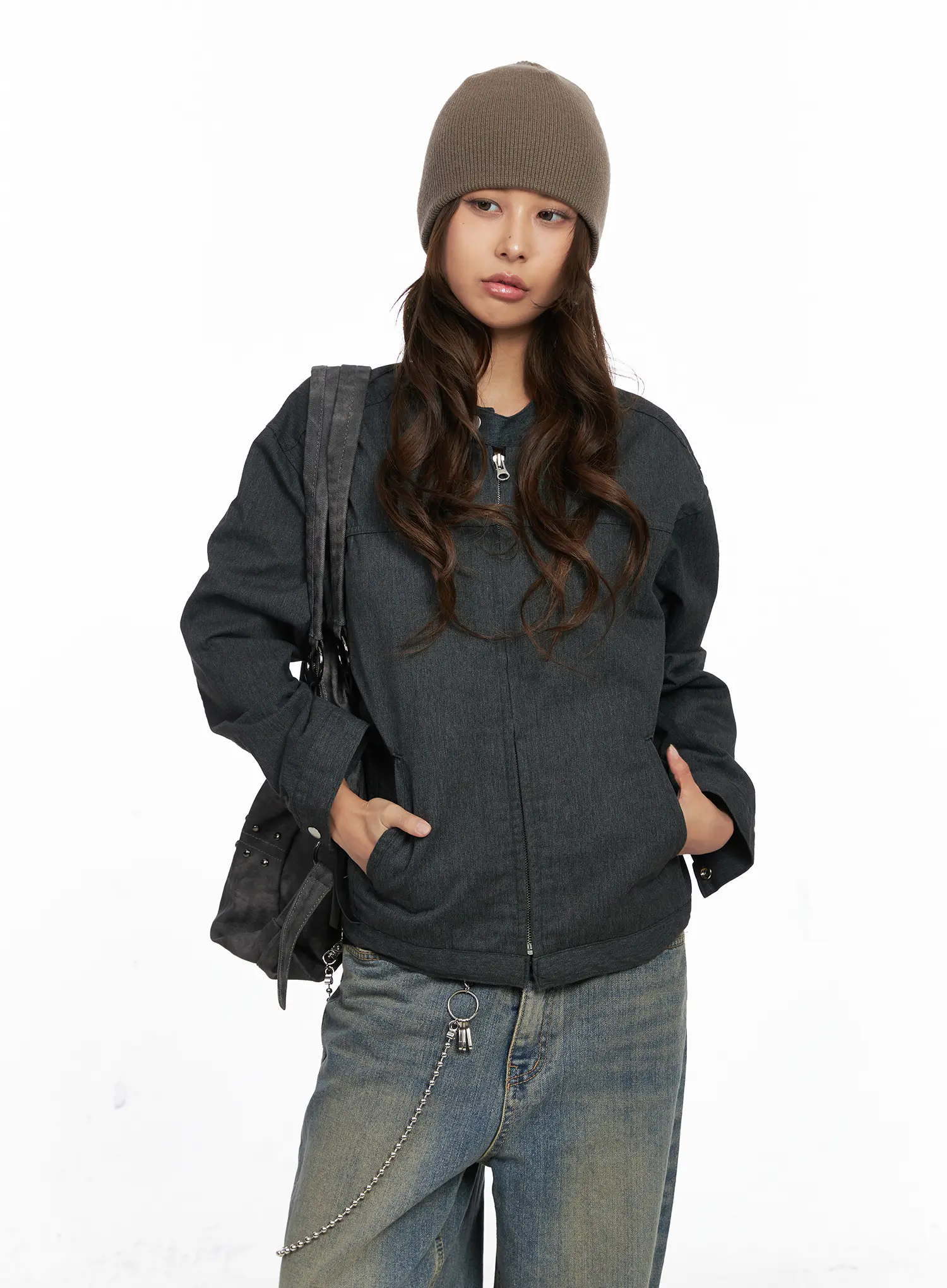 Denim Biker Jacket CO513 - Image 2