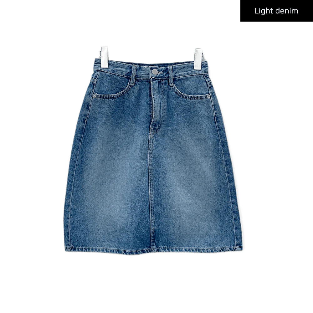 Denim Knee Length Skirt C2701 - Image 16