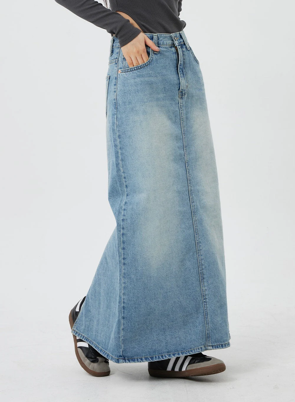 Denim Maxi Skirt CF324 - Image 6
