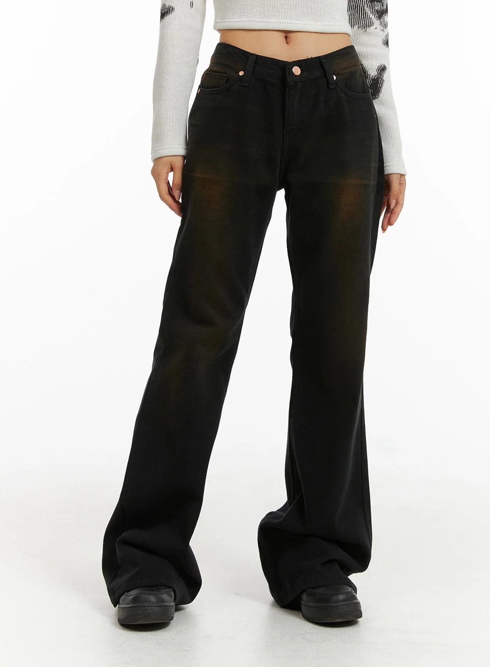 Denim Mid Waist Flared Jeans CJ409 - Image 5
