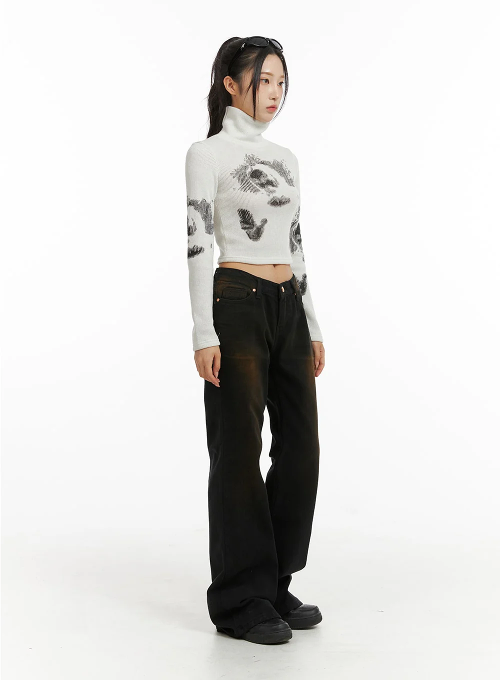 Denim Mid Waist Flared Jeans CJ409 - Image 6