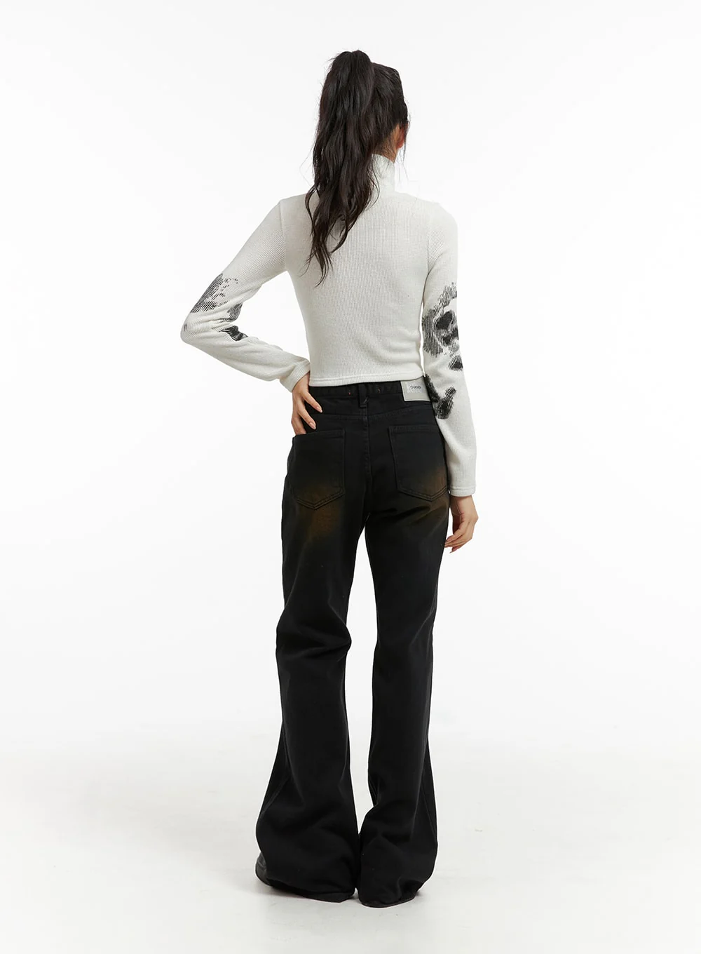 Denim Mid Waist Flared Jeans CJ409 - Image 7