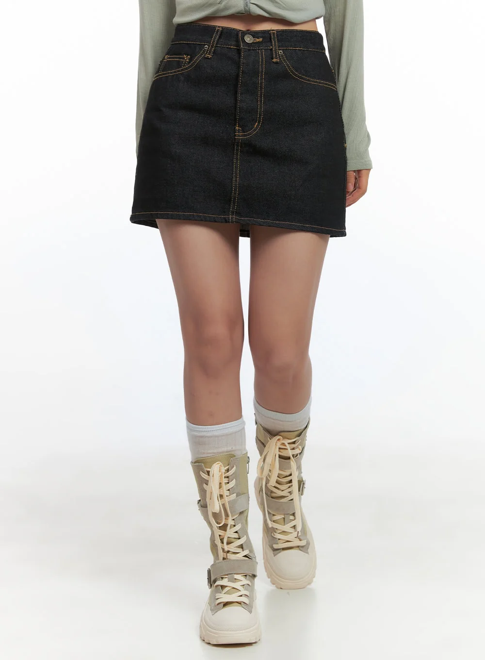 Denim Stitch Mini Skirt CO402