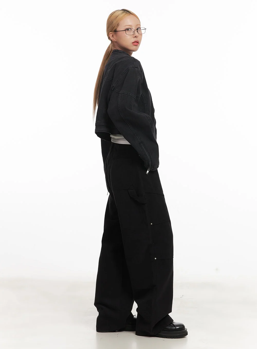 Denim Zip-Up Crop Jacket CM506 - Image 5