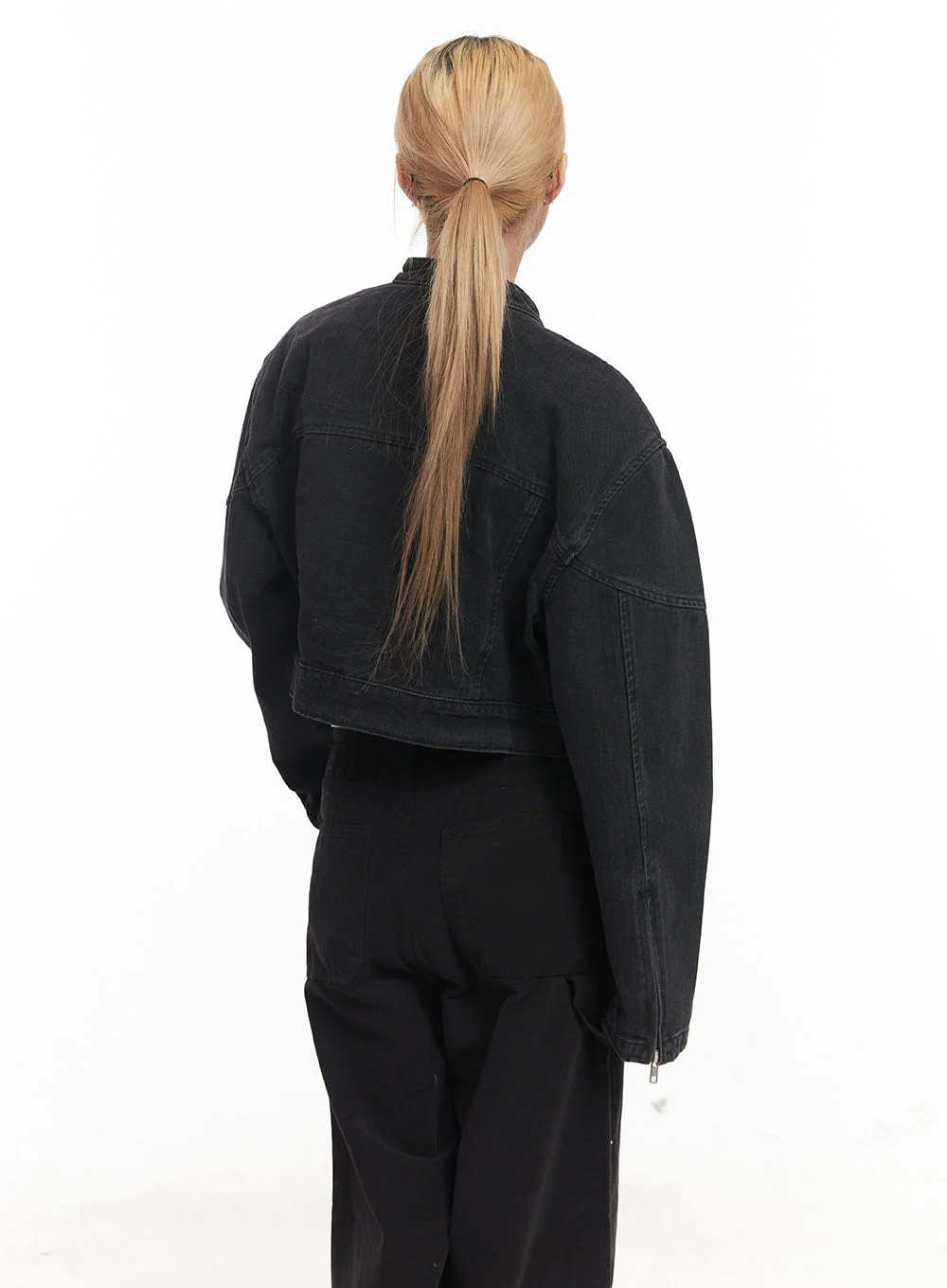 Denim Zip-Up Crop Jacket CM506 - Image 6
