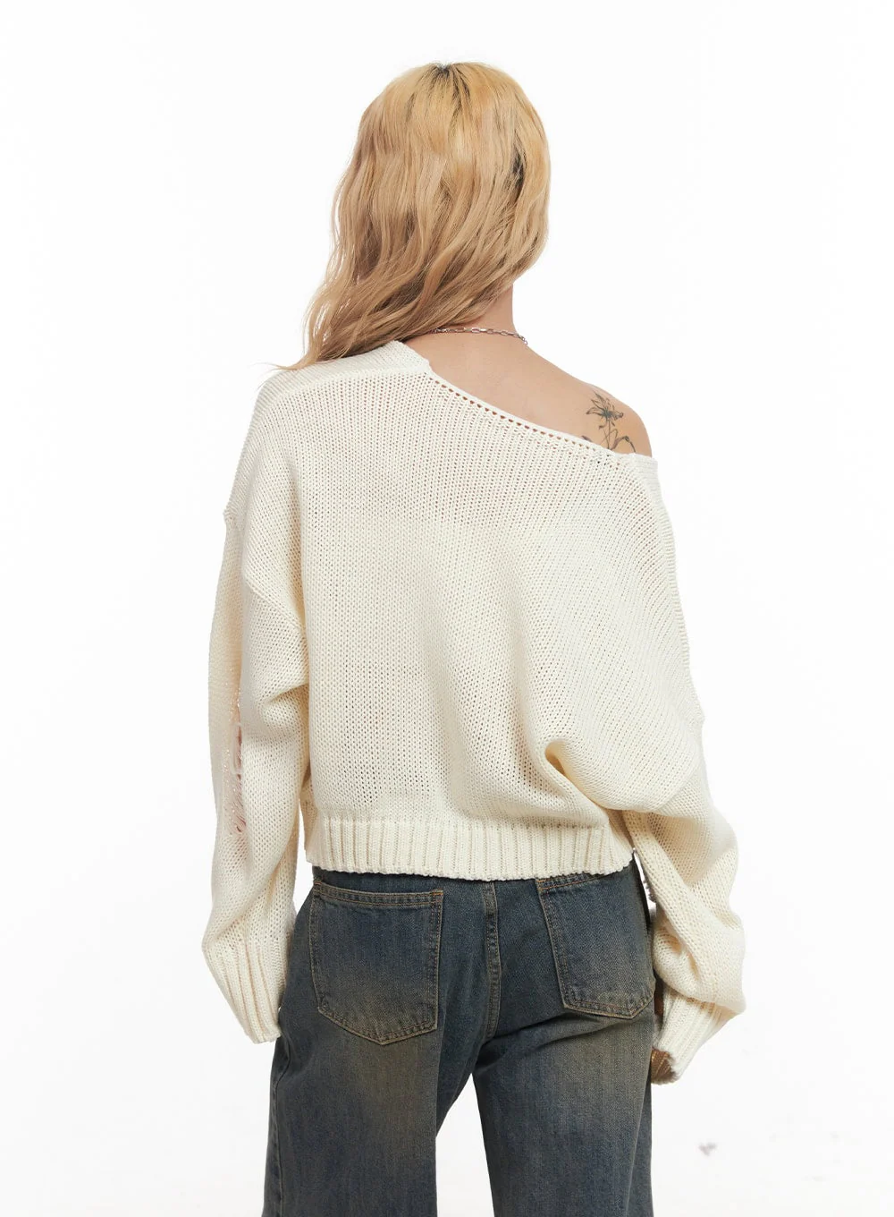 Destroyed Oversized Crop Sweater CM505 - Image 8