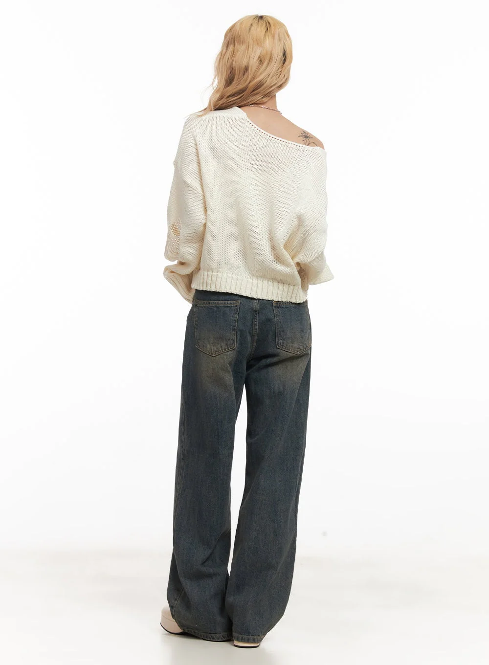 Destroyed Oversized Crop Sweater CM505 - Image 9