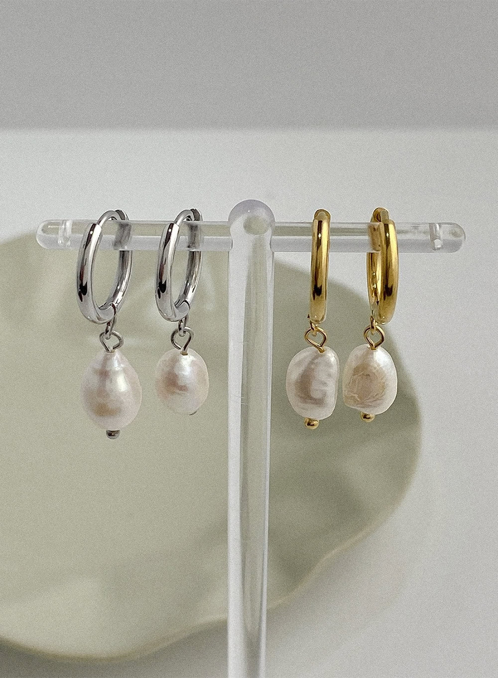 Dew Faux Pearl Drop Earrings IA517 - Image 3
