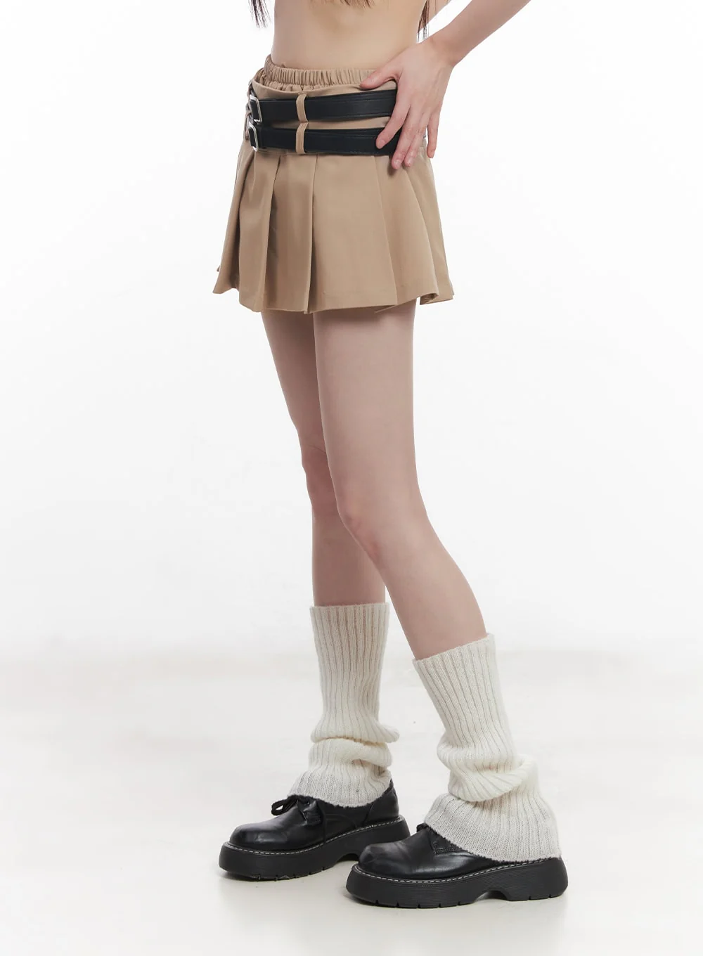 Double Belt Pleated Mini Skirt CU506 - Image 6