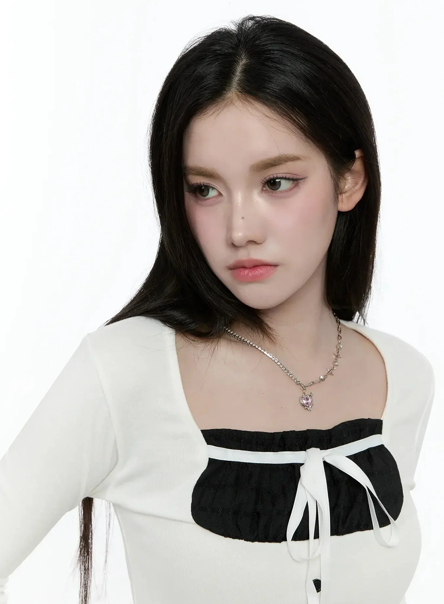 Double Chain Heart Pendant Necklace IO527 - Image 2