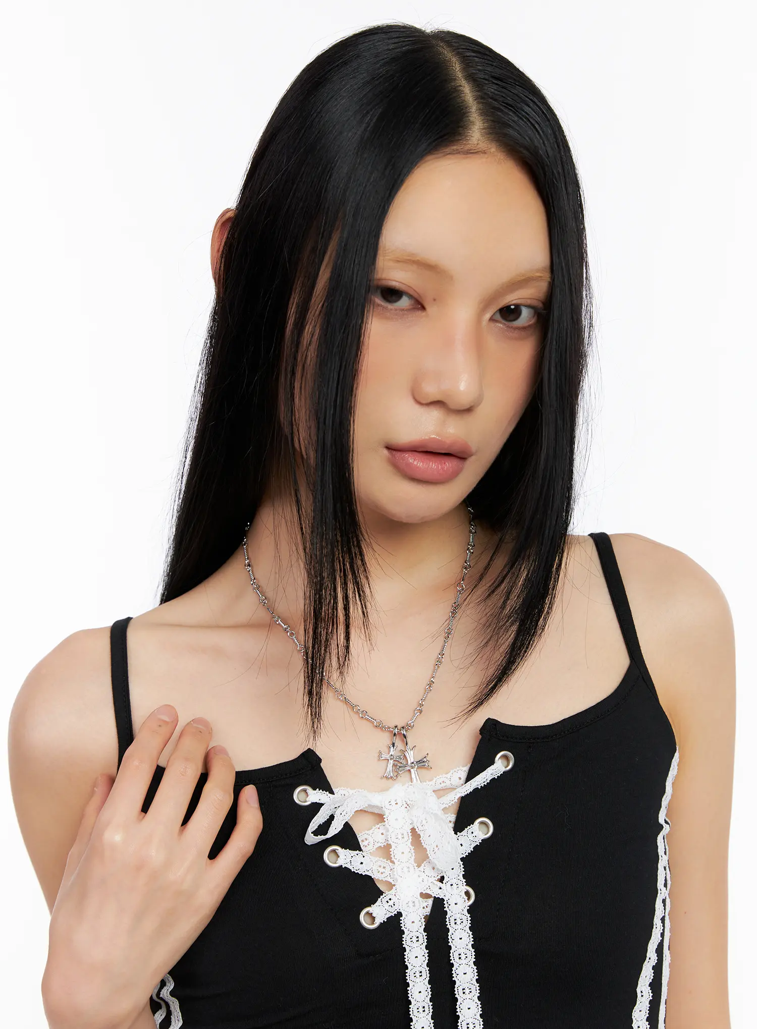 Double Cross Chain Necklace CL530 - Image 3