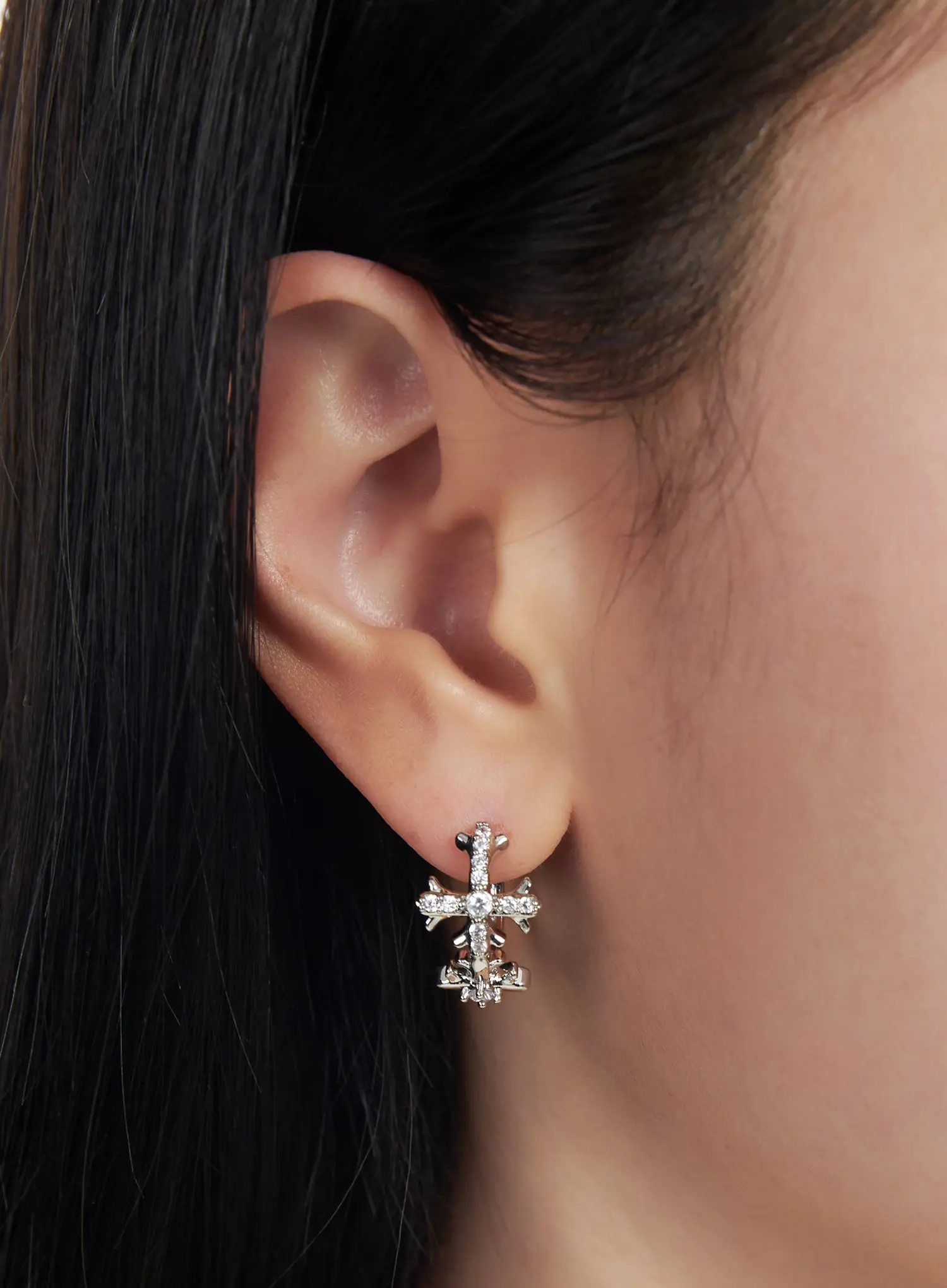 Double Cross Hoop Earrings CJ523