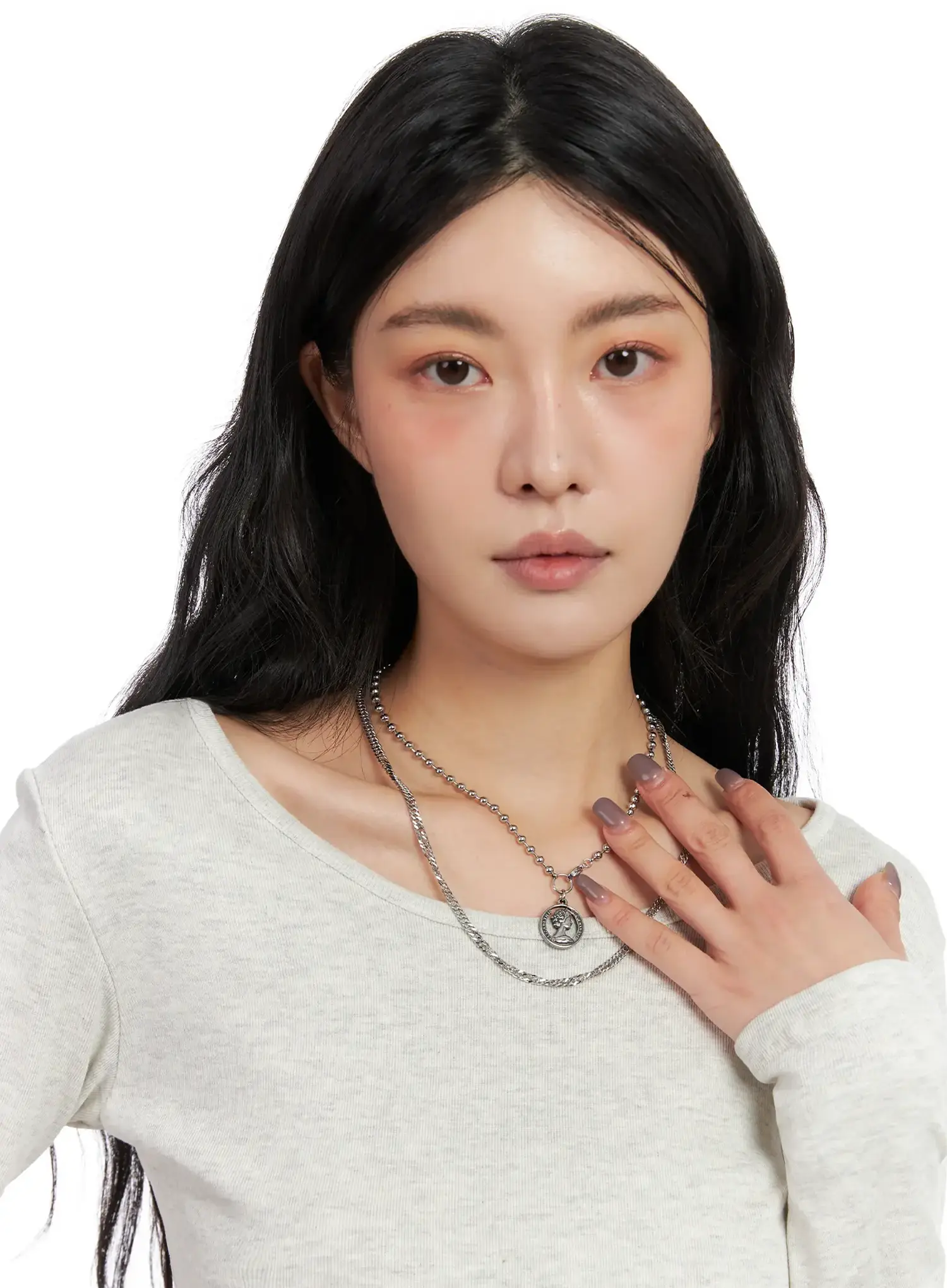 Double Layer Charm Necklace IN510 - Image 2